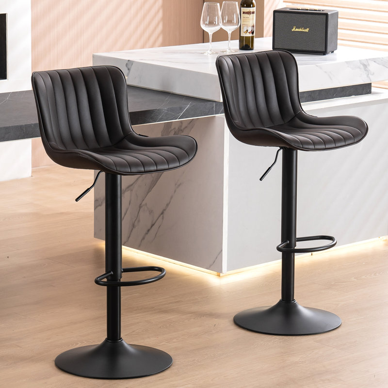 Tabourets de bar pivotants à hauteur réglable Denan, tabourets de bar modernes en similicuir, tabouret de comptoir rembourré