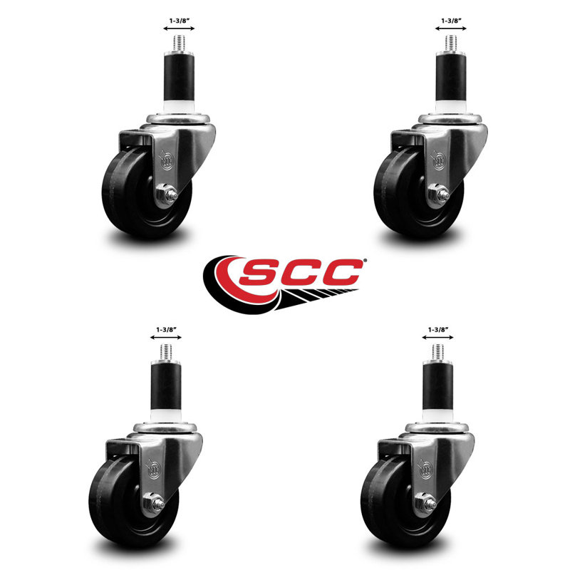 Ensemble de roulettes extensibles pivotantes à roue pivotante de 3 pouces 1-3 / 8 pouces SCC 3 pouces