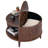 40" Round Drum Coffee Table with Hidden Storage, Fluted Wood Slat Design & Sliding Tambour Door-2058137054