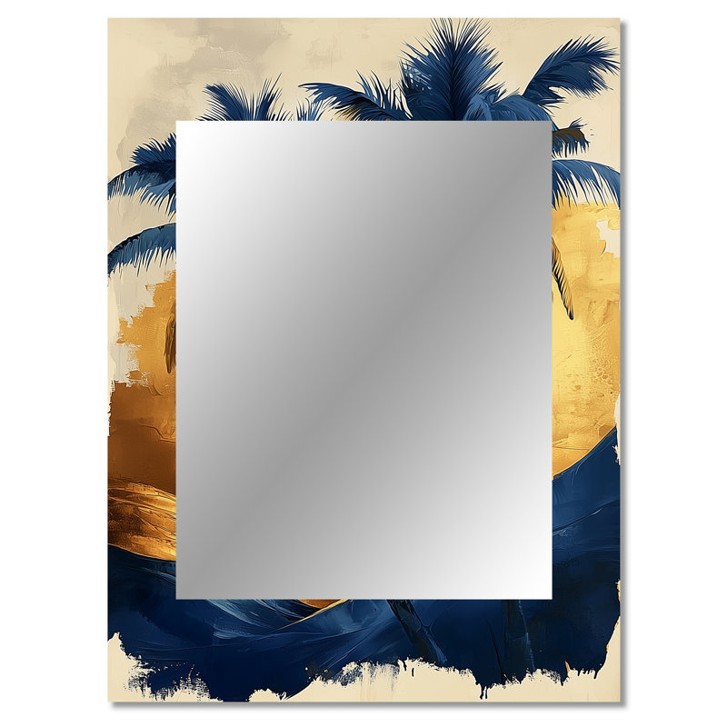 Miroir mural tropical bleu et doré Plam Trees II, 40 po x 30 po