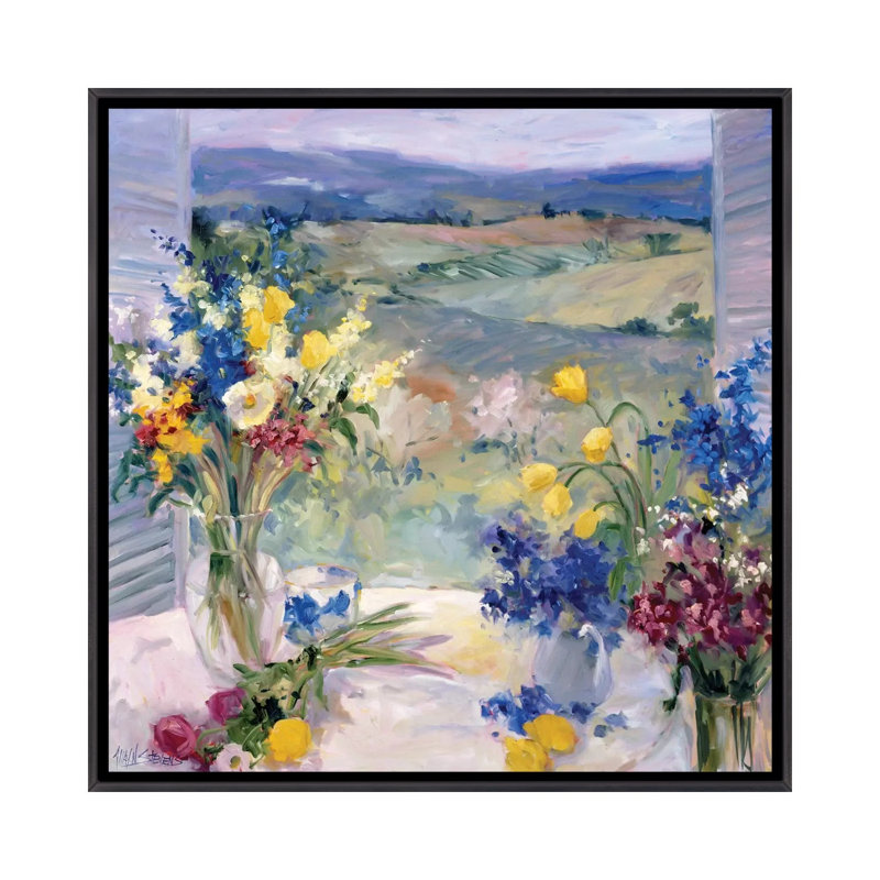 «Tuscany Floral» par Allayn Stevens, reproduction d'art, H 12 po x l 12 po x P 1 po, Encadrement noir décoloré