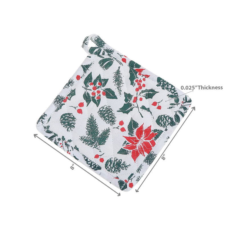 Support à casserole en coton (poinsettia gui) - ensemble de 6