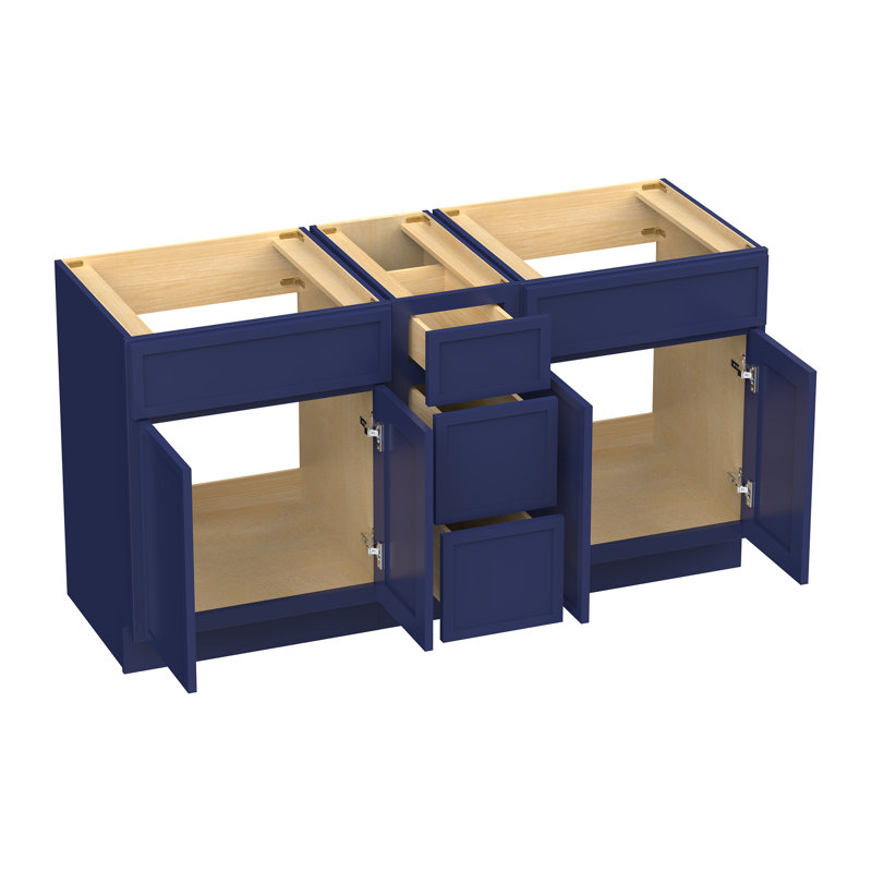 60 Double Bathroom Vanity Base Only, Blue