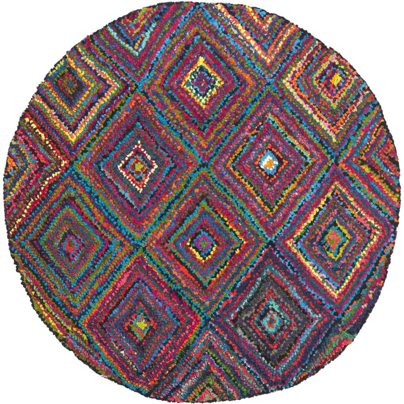 Tapis de performance géométrique touffeté à la main Anaheim Nantucket, Rond 8 pi