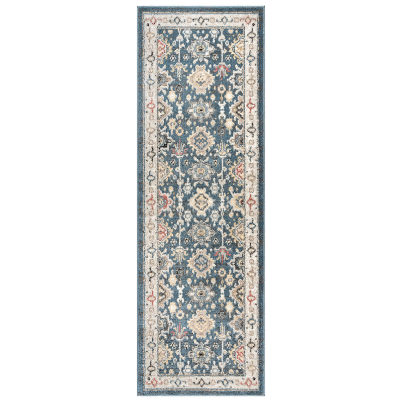 Hadley Blue Tufted Synthetic Runner Rug, 2'2" x 6'