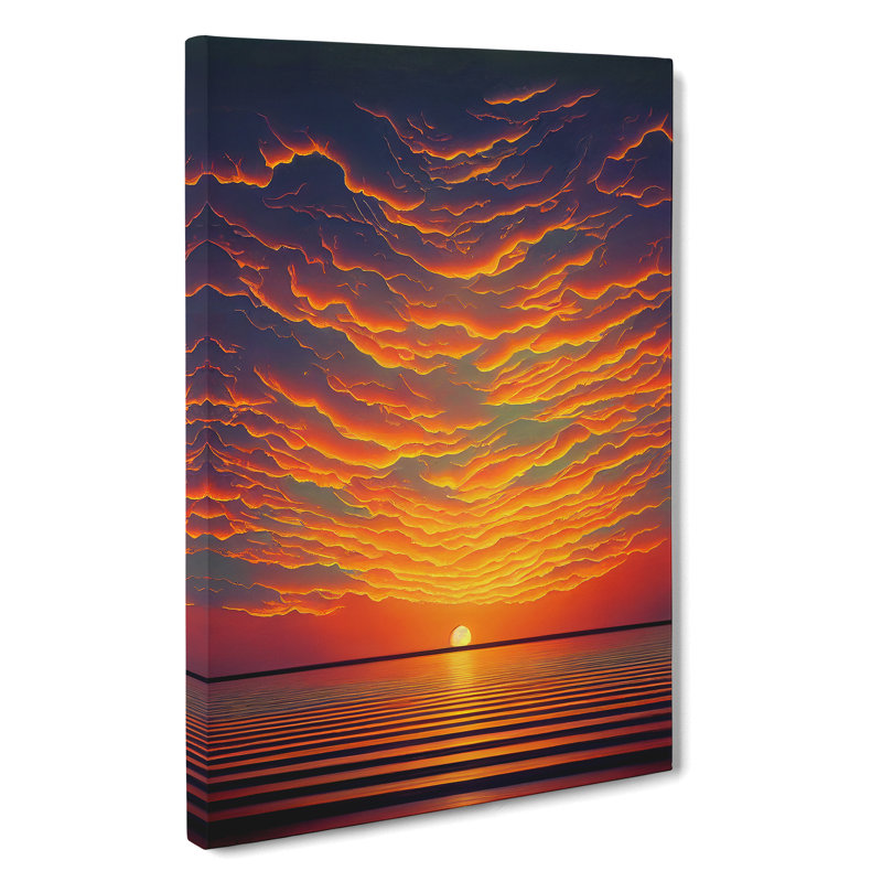 XV1022-3410X Passionate Ocean Sunset - Print, No Matte, 60cm H x 40cm W, Wrapped Canvas