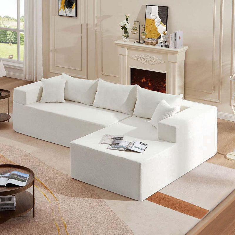 Nikoal Upholstered 107.5'' Sofa, Beige Imitation Cashmere