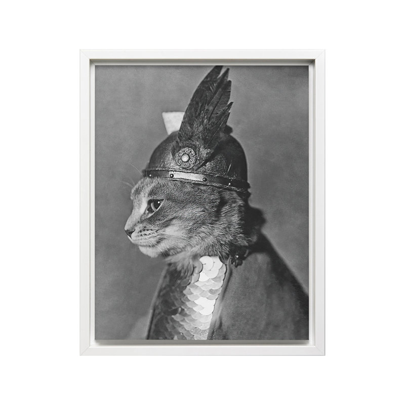 Brunnhilde le chat, 11"H x 14"W, Canvas, White Framed