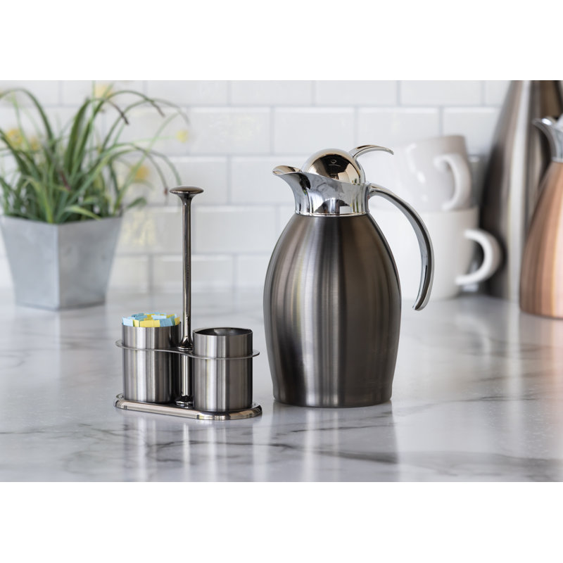 Desserte à bouton-poussoir isotherme en acier inoxydable 4,2 tasses, Tungstène foncé