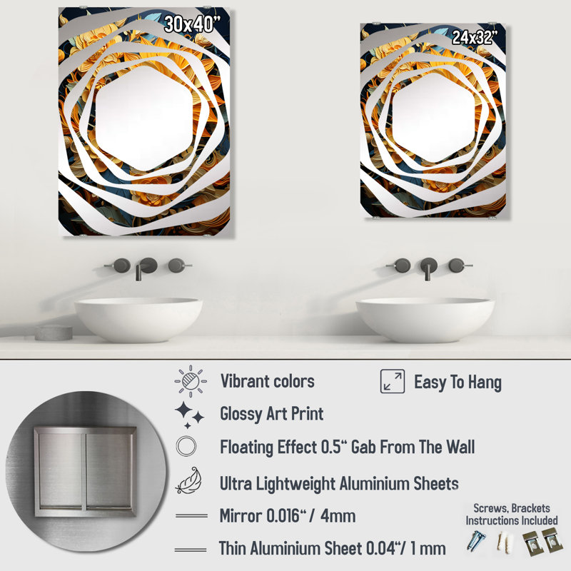 Boyadjis - Miroir mural tournesols MIR141734, 40 po x 30 po