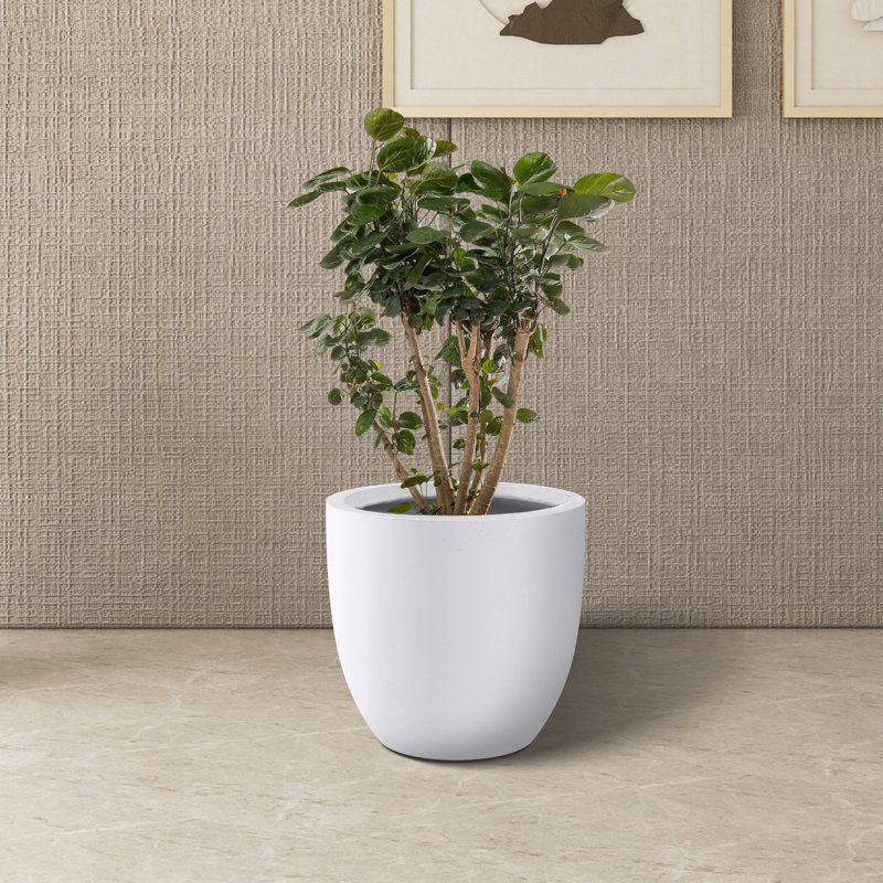 Pot à fleurs en béton Karola, Blanc pur, H 17 po x l 18 po x P 18 po