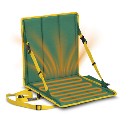 Siège de stade chauffant ARDEN, pliable, léger avec sangle de transport, coussin en mousse pour le confort, réglable, soutien du dos, utilisation multifonctionnelle comme siège de stade ou coussin de siège, vert