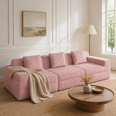 Canapé modulaire sans siège à 3 places, canapé modulaire Cloud avec assise profonde, canapé modulaire moderne à 3 places avec coussins décoratifs Tissu en velours côtelé