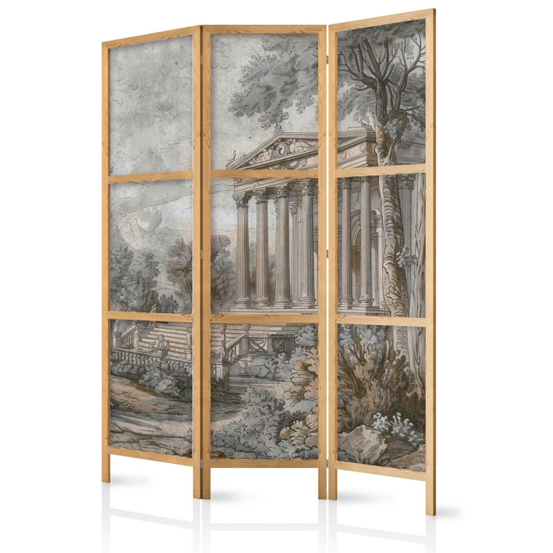 171cm H Solid Wood Folding Room Divider, 171cm H x 135cm W x 1.2cm D, 3