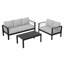 Ensemble de conversation de patio 3 pièces en aluminium 3 pièces, canapé d'extérieur 5 places avec coussins et structure gris clair épais-1562058076