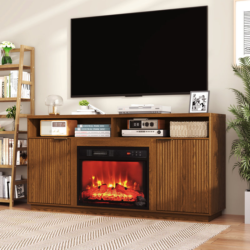 Meuble télé avec foyer Mordern 59 po x 15,75 po COCO DESIGN, Brun, Oui
