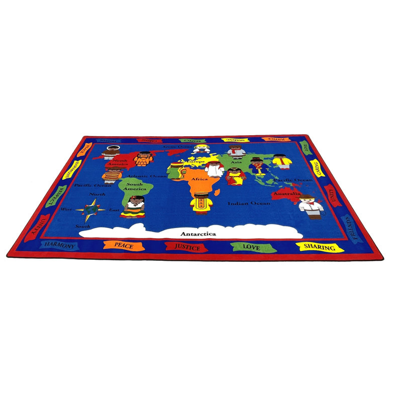 Tapis carte du monde de la paix KidCarpet.com, rectangle 183 x 260 cm, Rectangle 6 pi x 8 pi 6 po