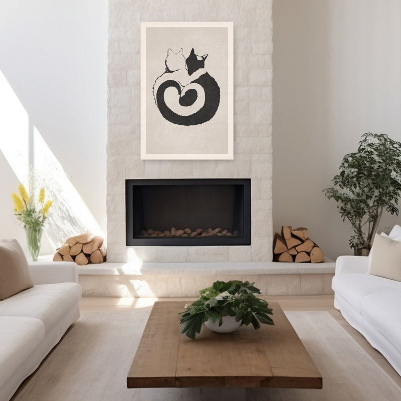 Art mural abstrait félin Yin Yang, H 48 po x l 32 po