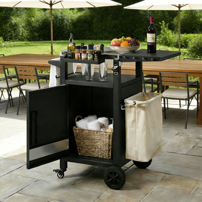 Chariot pour îlot de cuisine extérieur 33,9 po avec rangement et plateau en acier inoxydable