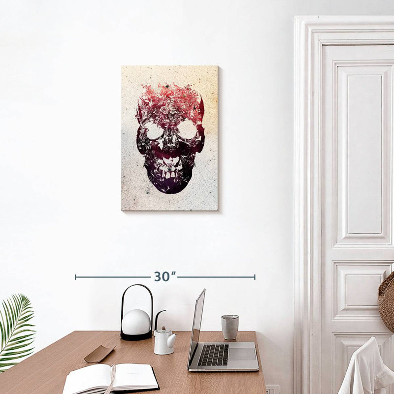 Kerner Pink Floral Skull, 24" H x 16" W