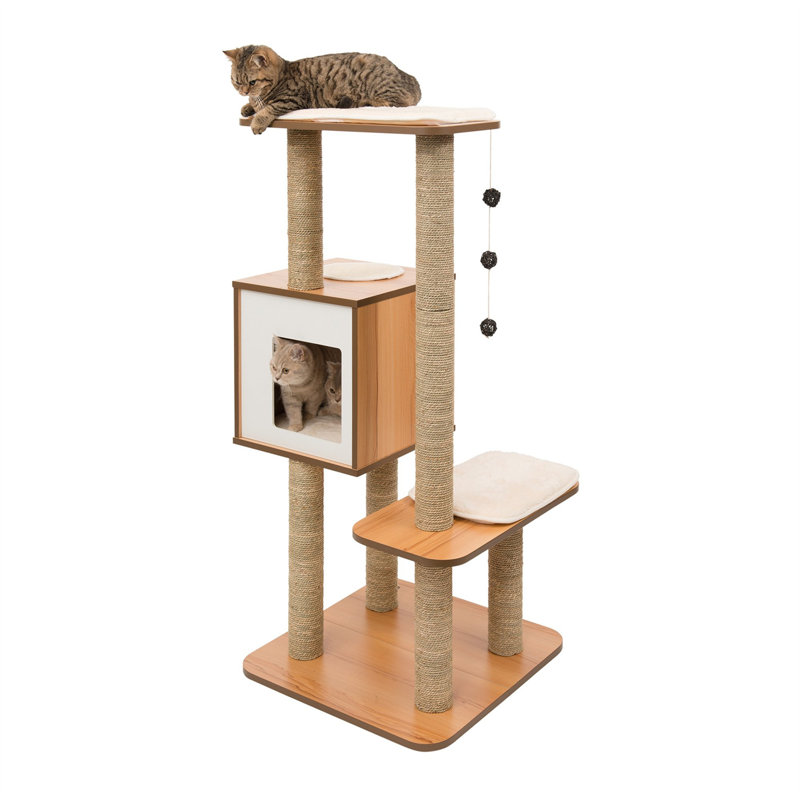 47.8'' H Cat Tree, 17.52" H x 11.3" W x 22.99" L, Dark Brown