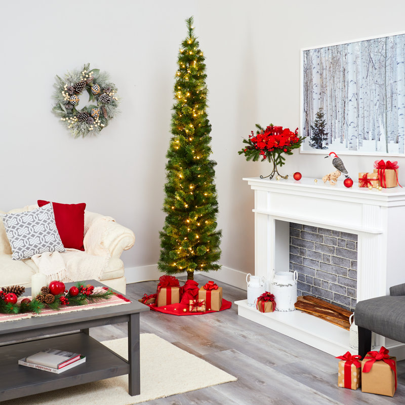 Lighted Artificial Pine Christmas Tree, 7' H