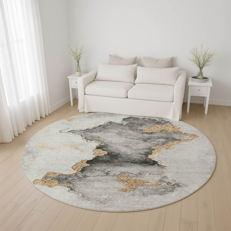 Premium Machine Washable Jacquez AMF1795 Modern Rug, Round 8'