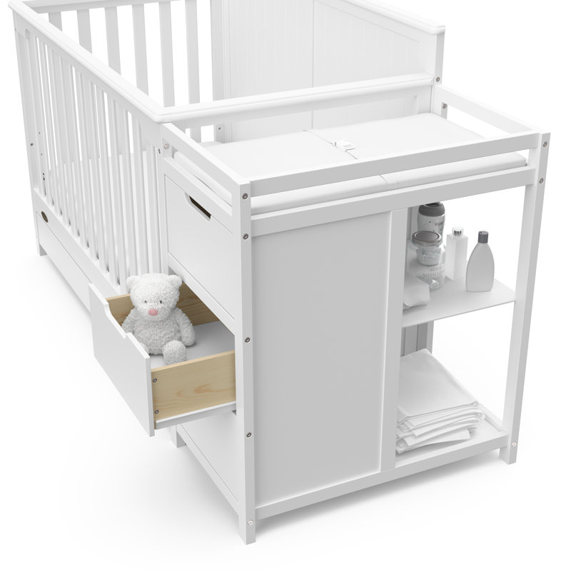 Hadley 5-in-1 Convertible Crib and Changer with Storage, White, Crib