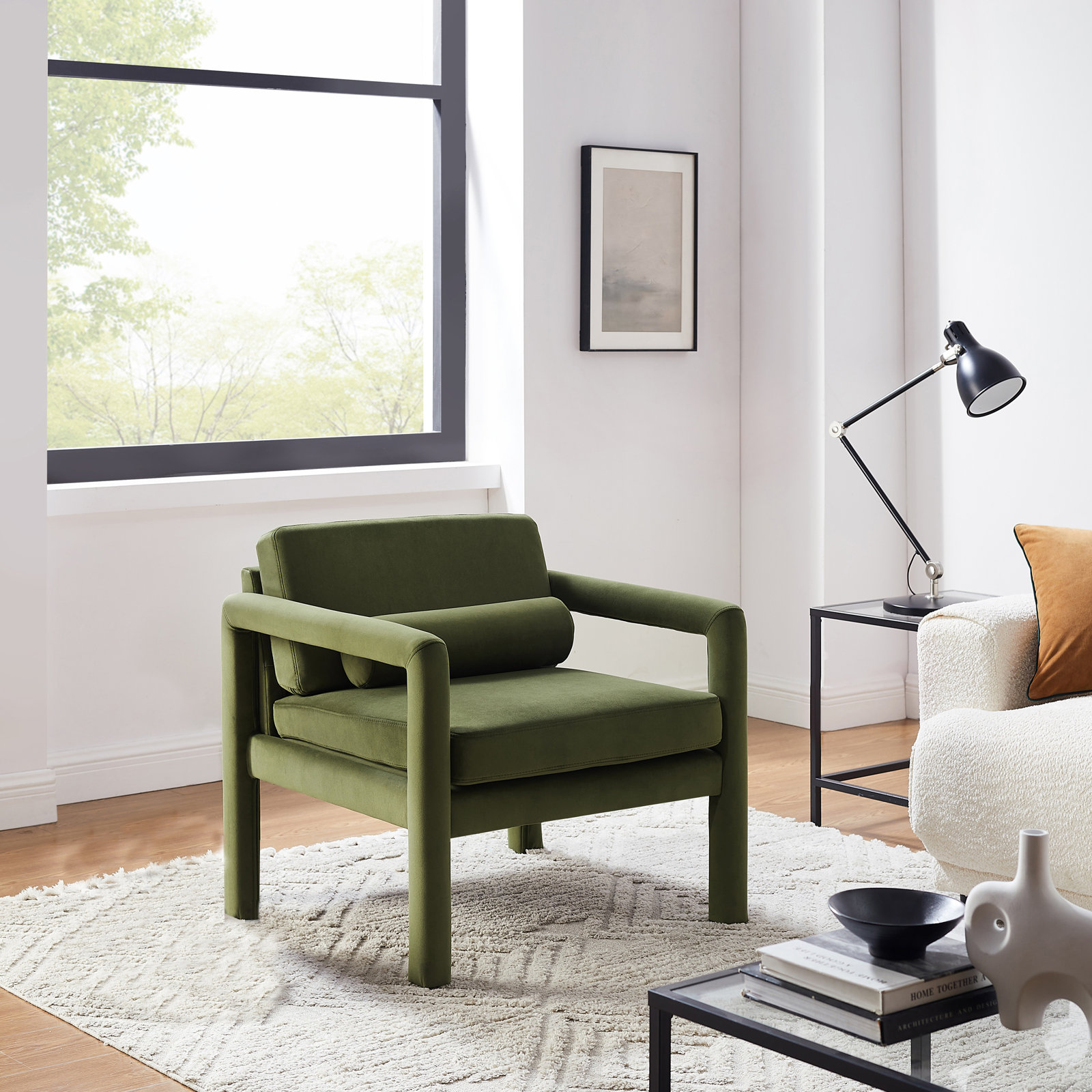 Solaris Velvet Armchair, Green Velvet