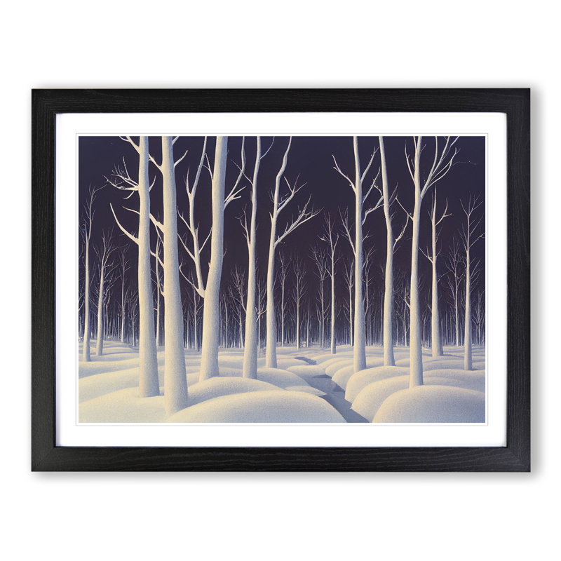 Ravishing Winter Forest - Single Picture Frame Painting, 25cm H x 34cm W x 2cm D, Black Framed