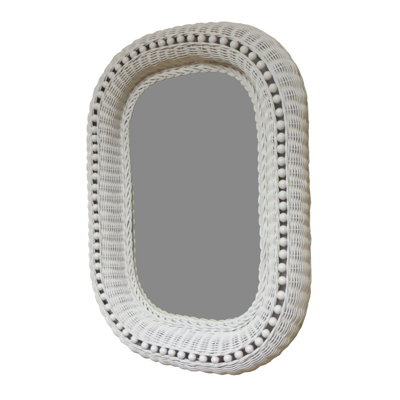 Winnsboro Solid Wood Oval Mirror, White