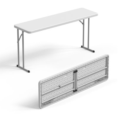 5 FT Narrow Folding Table，White