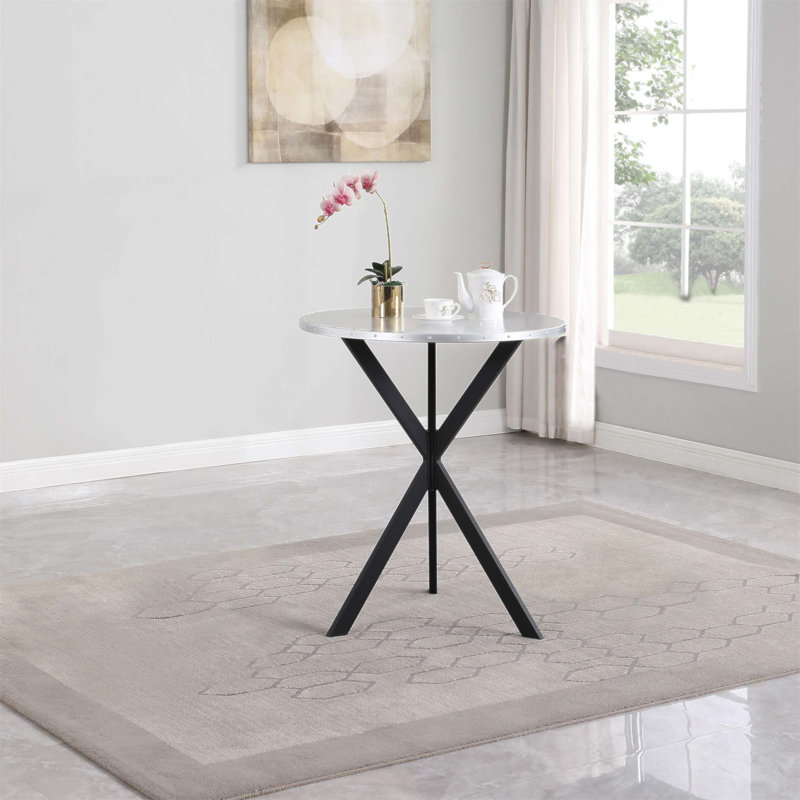 Table bistro ronde en acier galvanisé avec plateau riveté et base en X Fitz
