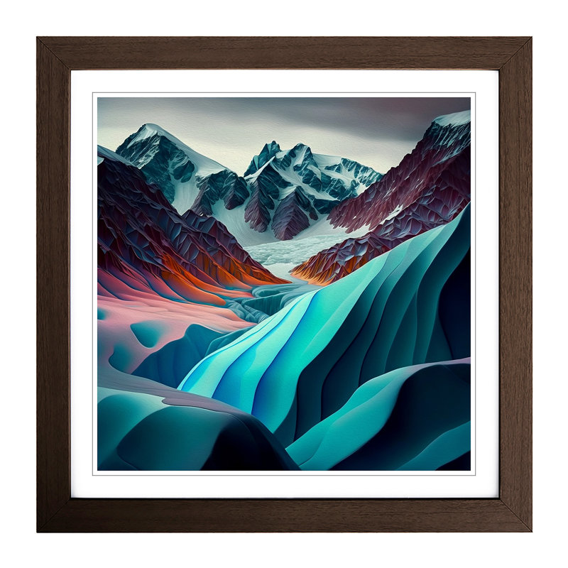 Glacier Colour Field Painting - Framed Print, Walnut