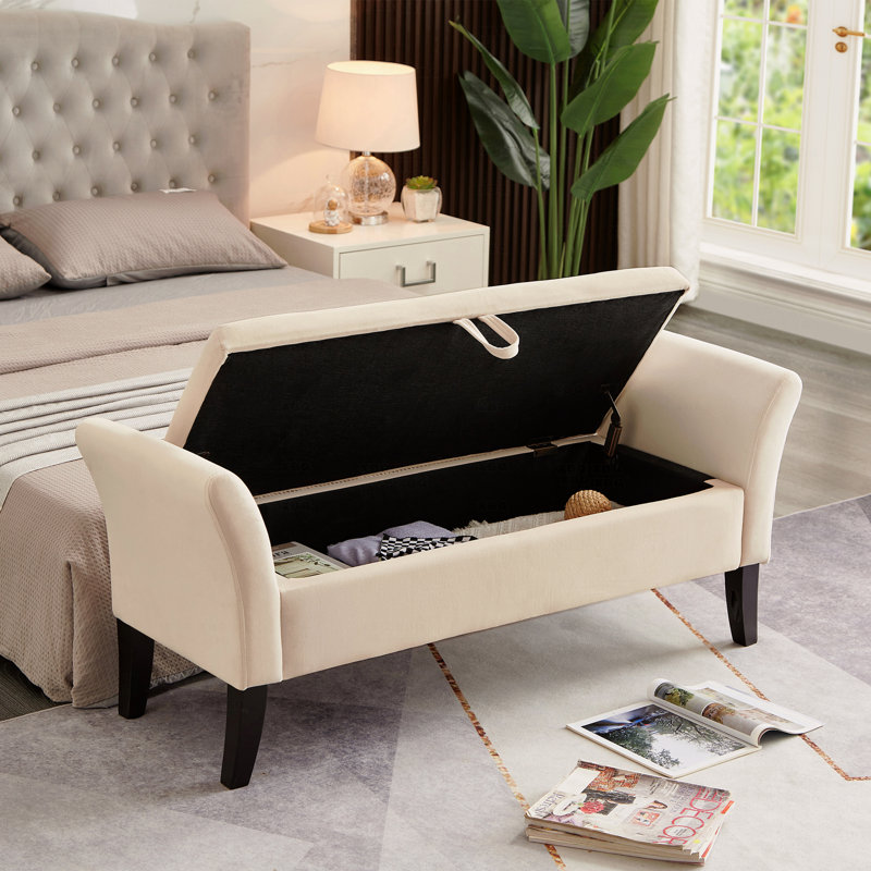 51.5" Bed Bench With Storage Function, Beige
