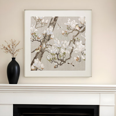 «Magnolia Bloom», art encadré doré, art mural