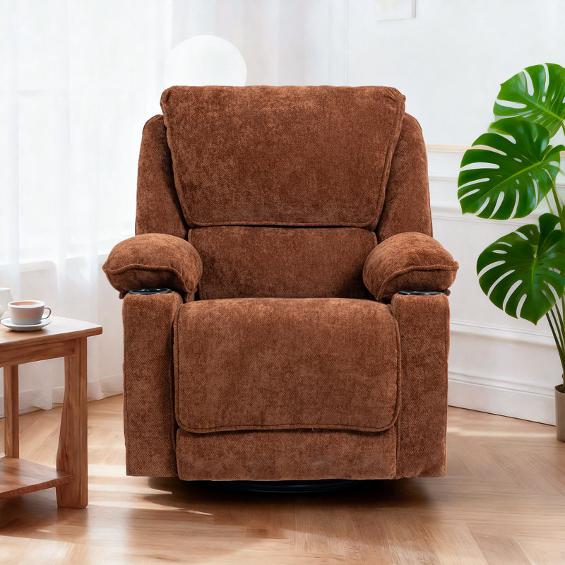 93cm Wide Chenille Standard Recliner with Massager, Brown