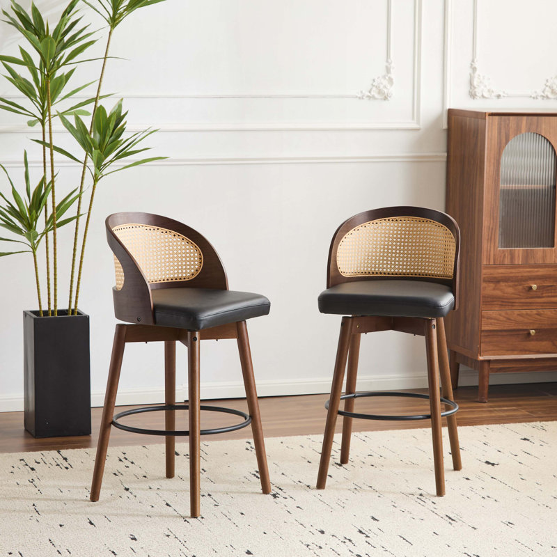 Tabourets pivotants rembourrés, Noir, Dark Walnut