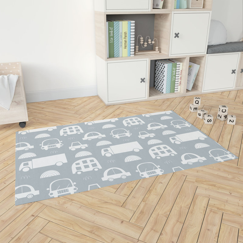 Traffic Kids Play Mat, Slate Blue, Rectangle 2' x 3'