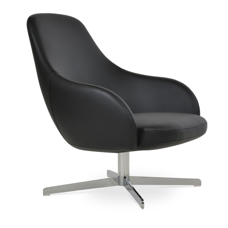 Gazel Arm Lounge 4 Star Swivel Chair, Black