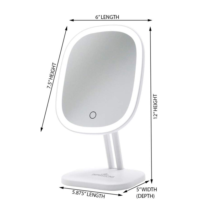Classic Framed Countertop Makeup Mirror with LED Lighting, White