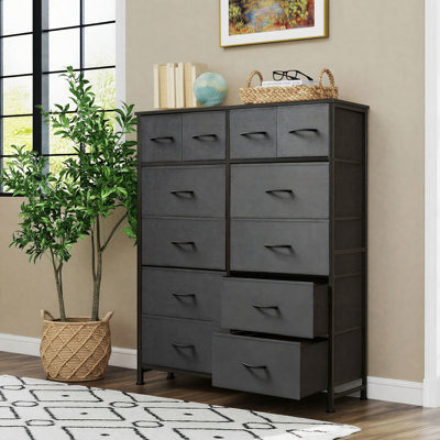 39.37" W 12-Drawer Fabric Dresser with Wood Top, Storage Chest