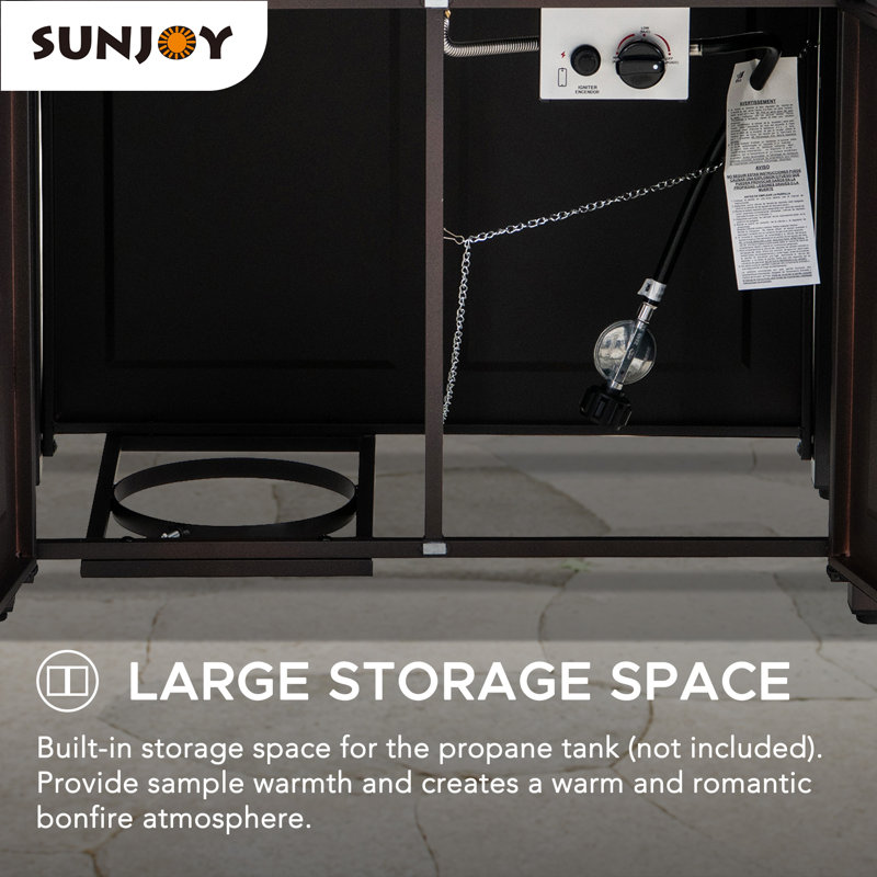 Sunjoy 44" Brown Ceramic Tile Gas Fire Pit Table