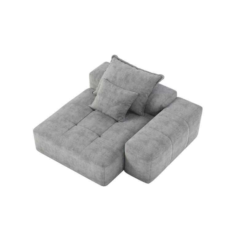 Chaise en chenille avec 2 coussins, Gris