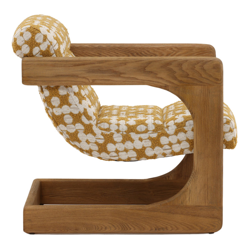Bridges Polyester and Ash Wood Occasional Chair, Cream, Ochre