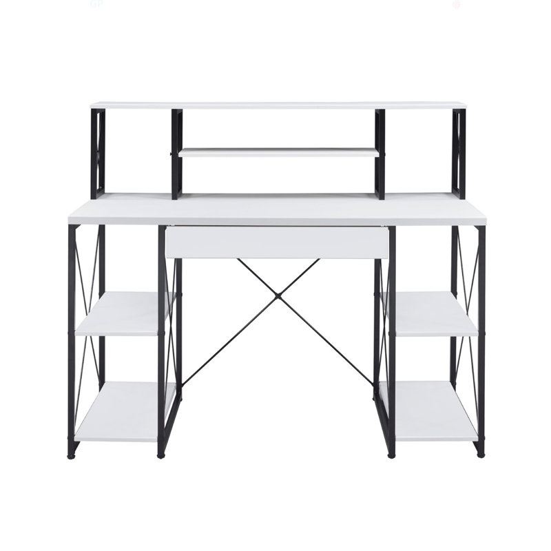 Writing Desk With One Drawer And 8 Open Compartment, White