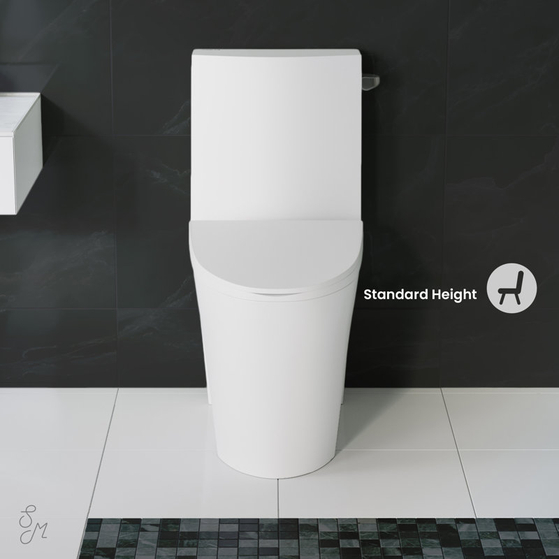 St. Tropez One-Piece 10" Rough-In 1.28 GPF Right-Hand Vortex Flush Elongated Toilet In Glossy White