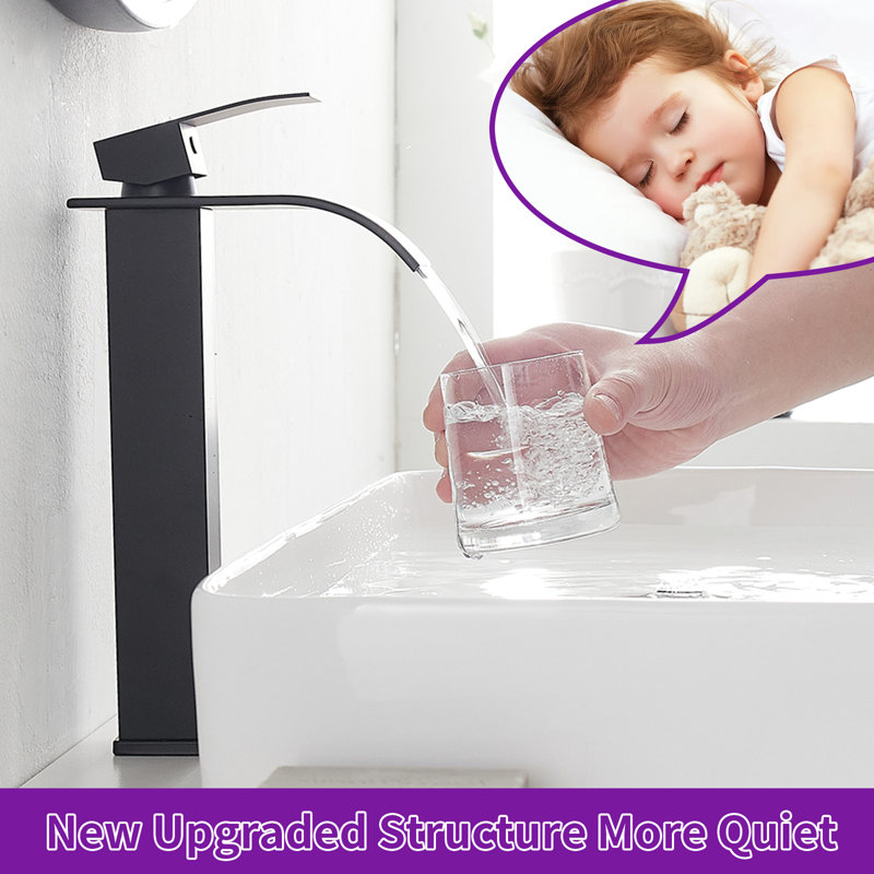 Robinet pour salle de bain moderne à un trou pour lavabo vasque - Robinet pour salle de bain or brossé, Noir mat