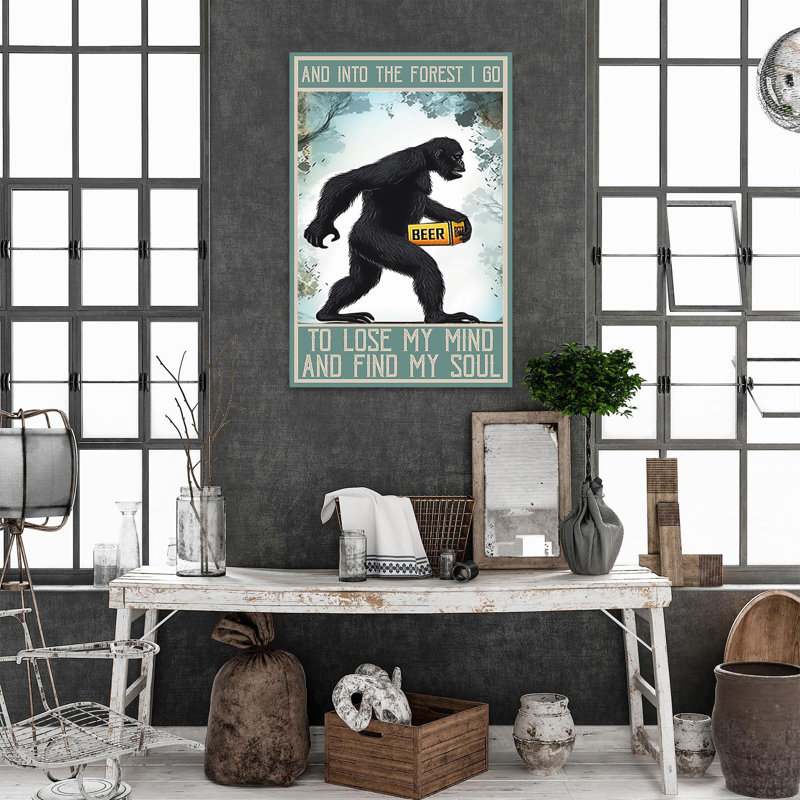 Bigfoot And Into The Forest I Go 1 - 1 Piece Rectangle Graphic Art Print On Wrapped Canvas, H 36 po x l 24 po x P 1,25 po
