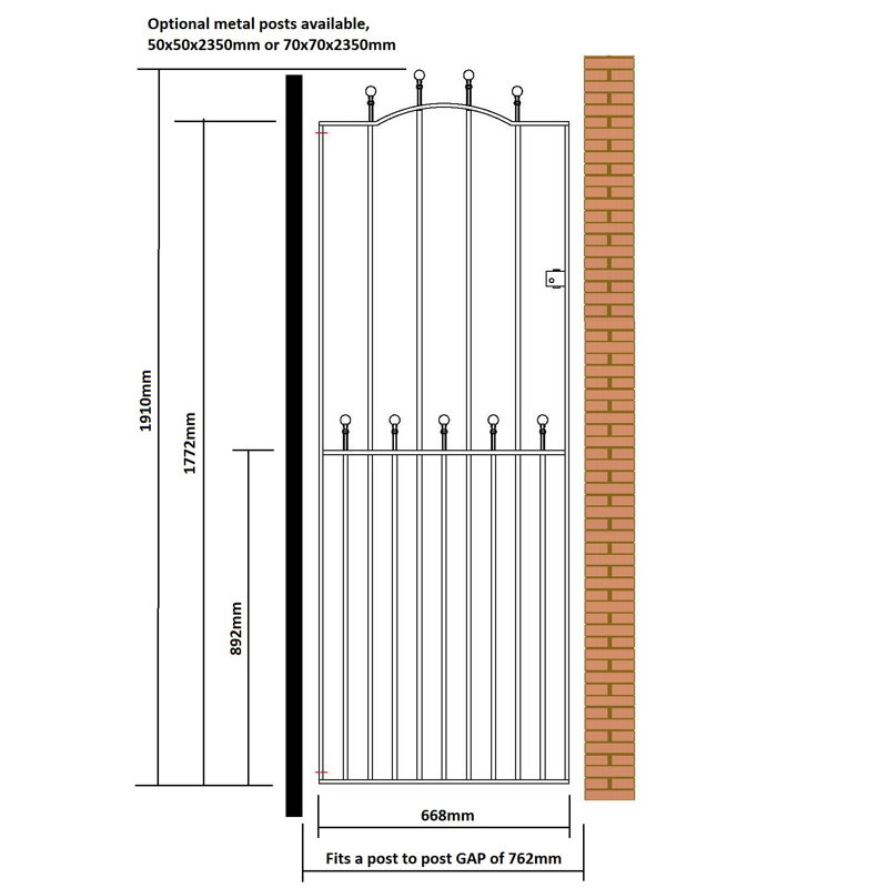 Begonia Black Metal Gate, 76cm W X 194cm H